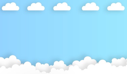 sky with cloud landscape background,vector,illustration,paper art style,copy space for text