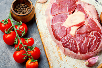Raw beef meat on cutting board