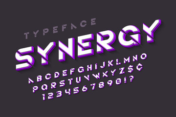 Stencil futuristic sci-fi alphabet, creative characters set.