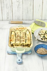 courgette lasagne with spinach and feta