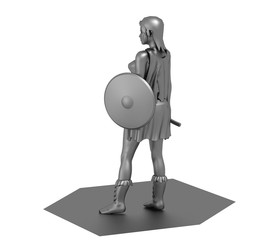 warrior woman character, 3D rendering, illustration