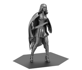 warrior woman character, 3D rendering, illustration