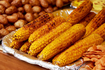 Grilled сorncob close up