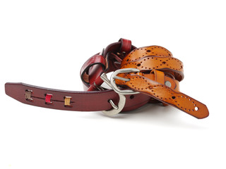 Leather Belt on white background