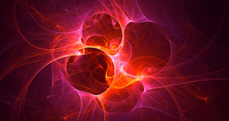 3D rendering abstract red fractal light background
