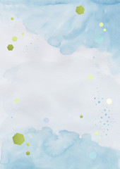 Watercolor background with glitter confetti.