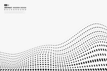 Abstract black halftone dots pattern design cover on white background. illustration vector eps10