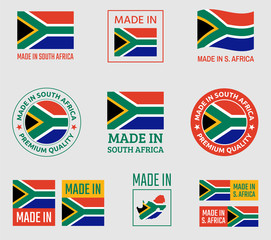 made in South Africa labels set, Republic of South Africa product emblem