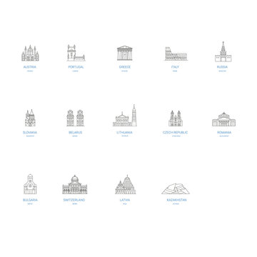 all countries vector set icons