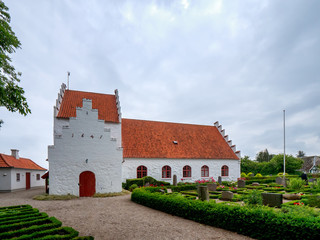 Fototapeta na wymiar Tiny church on the small island Lyoe in Denmark