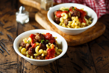 Pasta with meatballs and tomato sauce