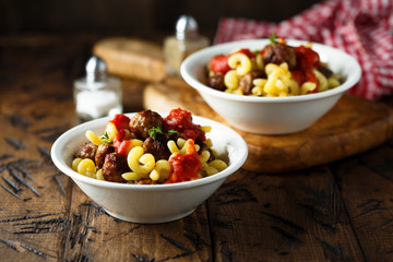 Pasta with meatballs and tomato sauce
