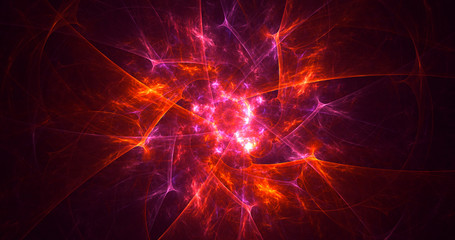 3D rendering abstract red fractal light background