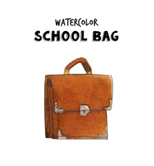 Watercolor school bag illustration. Hand painted school bag isolated on white background.