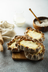 Traditional Karelian rye pies with potato