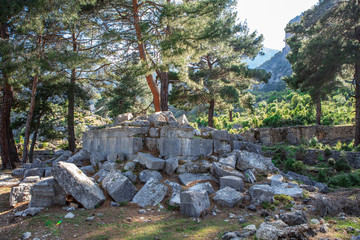 Ancient Lycian Pillar Tomb in Pinara, Fethiye, Turkey