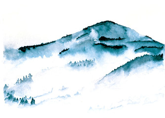 Fototapeta na wymiar Watercolor mountains