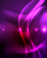 Neon color wave lines abstract background, magic techno futuristic light