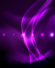 Glossy glowing neon light wave background