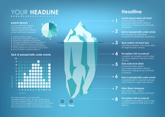 Infograpic design with iceberg illustration. Vector image.