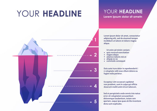 Clean infograpic design with iceberg illustration. Vector image.