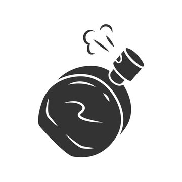 recommend clip art: Fashionable perfume bottle glyph icon. Feminine toilette attribute, perfumery silhouette symbol. Negative space. Luxurious cologne vector isolated illustration. Glass container with fragrant water