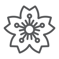 Sakura line icon, japan and flower, cherry blossom sign, vector graphics, a linear pattern on a white background.