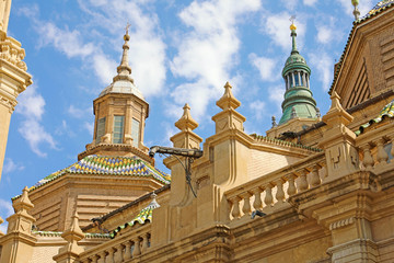 Fototapeta na wymiar Detail of Basilica Cathedral of Our Lady of Pillar in Zaragoza, Aragon, Spain