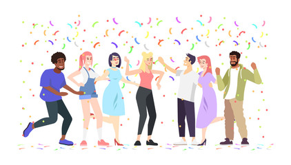 Students dancing, having fun vector illustration