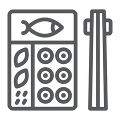 Bento line icon, asian and food, japanese lunch box sign, vector graphics, a linear pattern on a white background.