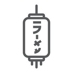 Japanese lantern line icon, asian and light, paper lamp sign, vector graphics, a linear pattern on a white background.