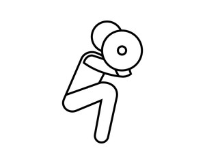 Squat exercise and workout icon in line style. one type of exercise to strengthen and enlarge leg muscles.- vector