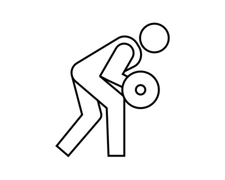 Triceps kickback monochrome icon. Triceps training activities using barbell at the fitness center. Gym symbol image.- vector
