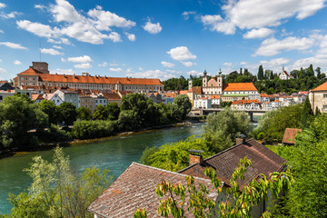 Steyr - a town in Austria. Steyr and Enns rivers.