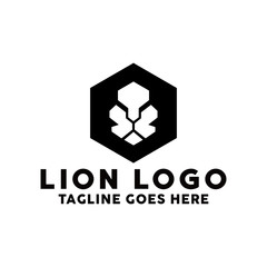 Silhouette Lion shield vector logo design template. Lion Head Logotype Premium and Luxury Creative Symbol.