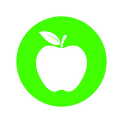 Apple icon. Apple in the circle sign isolated on white background. Symbol apple with leaf. Vector illustration