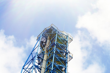 Industrial area of the refinery. Oil refining equipment and pipelines of the refinery.