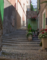Fototapeta na wymiar picturesque cobblestone streets in Varenna. Lombardy, Italy