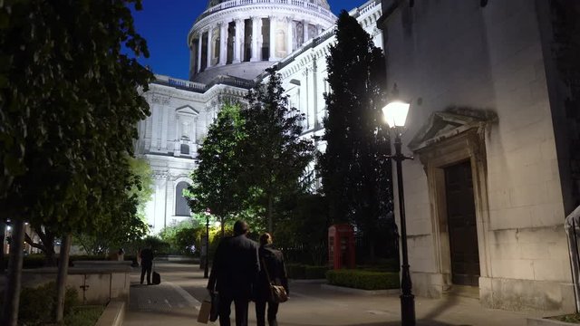 St Paul's Cathedral Church and Dome at Night in London - Comercially Usable