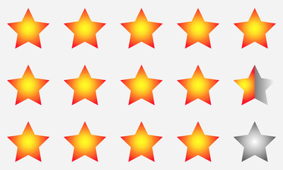 Five stars in row, Four And A Half Rating Illustration Vector