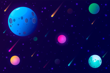 Obraz na płótnie Canvas Galaxy vector background with shining stars and planets