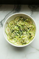 Zucchini bake with greens rabbit meat