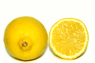 lemon and slices isolated on white background
