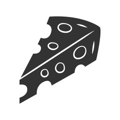 Cheese piece glyph icon. Organic dairy product, delicious appetizer. Silhouette symbol. Cheddar slice. Fresh natural snack. Negative space. Swiss hard cheese with holes vector isolated illustration