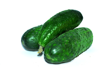 fresh cucumbers isolated on white background