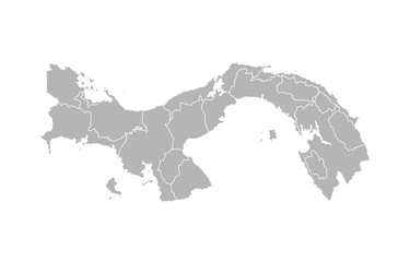 Vector isolated illustration of simplified administrative map of Panama. Borders of the provinces (regions). Grey silhouettes. White outline