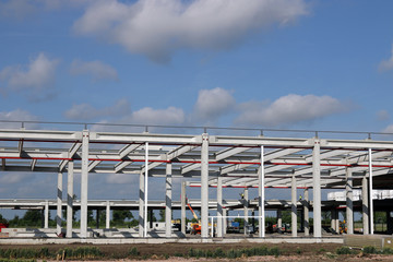 factory construction site with workers