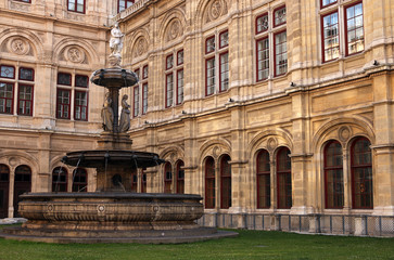 Vienna State Opera house fountain and sculpture Austria