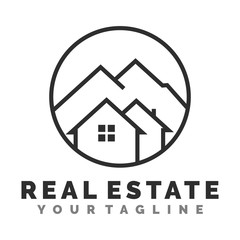 home and mountain logo template