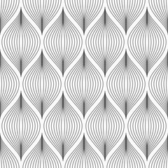 Abstract seamless pattern of stylized petals. Vector monochrome background.